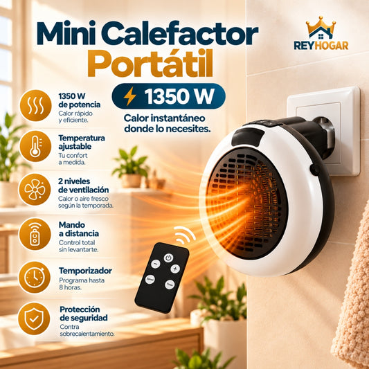 Mini Calefactor Portátil 1350 W con Mando a Distancia
